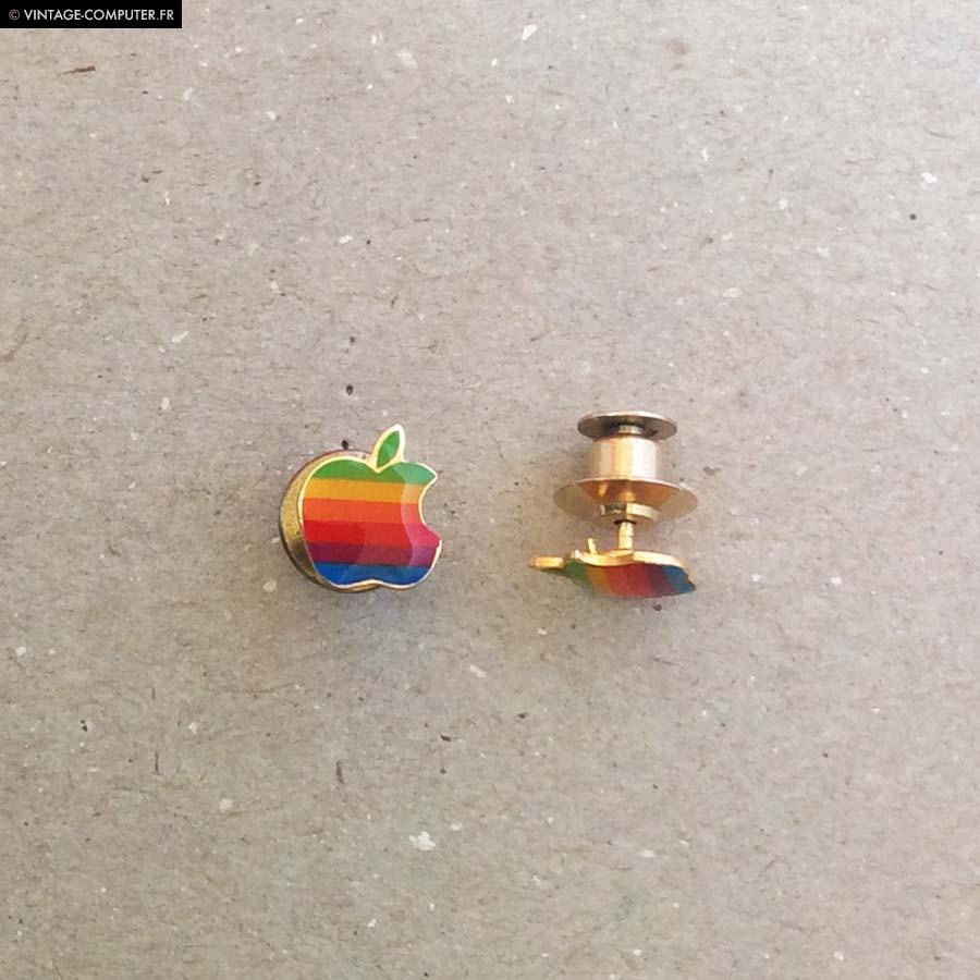 two Apple computer rainbow logo pins